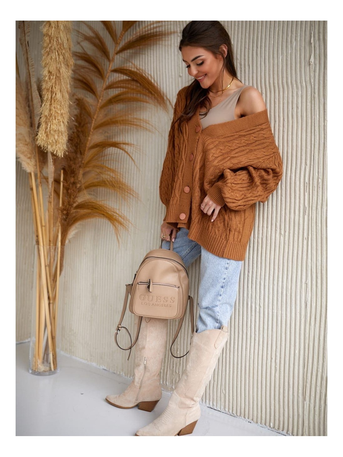 Oversized cardigan with caramel braid 0587 - Online store - Boutique